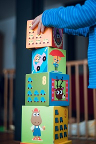 Boy with building bricks